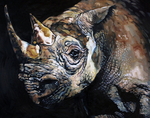 A display of work by wildlife artists, including “The Vanishing - Western Black Rhino (Now Extinct)” by artist Carrie Cook, will be on display this weekend at Open Road Inifiniti at 5995 Collection Dr.